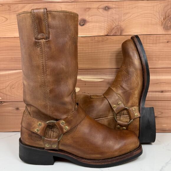 Harley Davidson Men's Hustin West Harness Tal Boots Biker Brown (95356) sz 7.5 - Picture 1 of 16